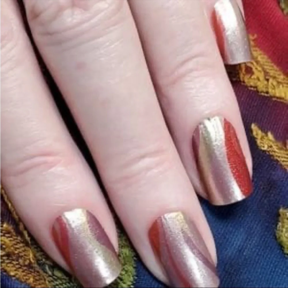 *Retired* Color Street: Get in Line | Abstract Waves Gold Metallic Red Green